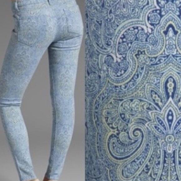 Paige Verdugo Ultra Skinny Jeans in Aruba Paisley sz 26 rise 8.5” inseam 30” - Picture 2 of 9